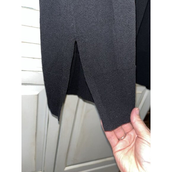 CHICO'S - WOMEN'S MEDIUM - BLACK LONG SLEEVE OPEN FRONT COTTON BLEND CARDIGAN - Picture 5 of 6